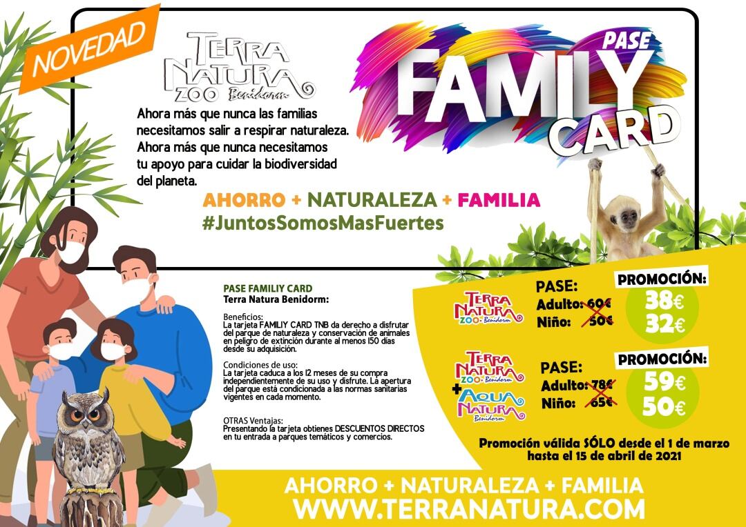 Información sobre el pase Family Card de Terra Natura Benidorm