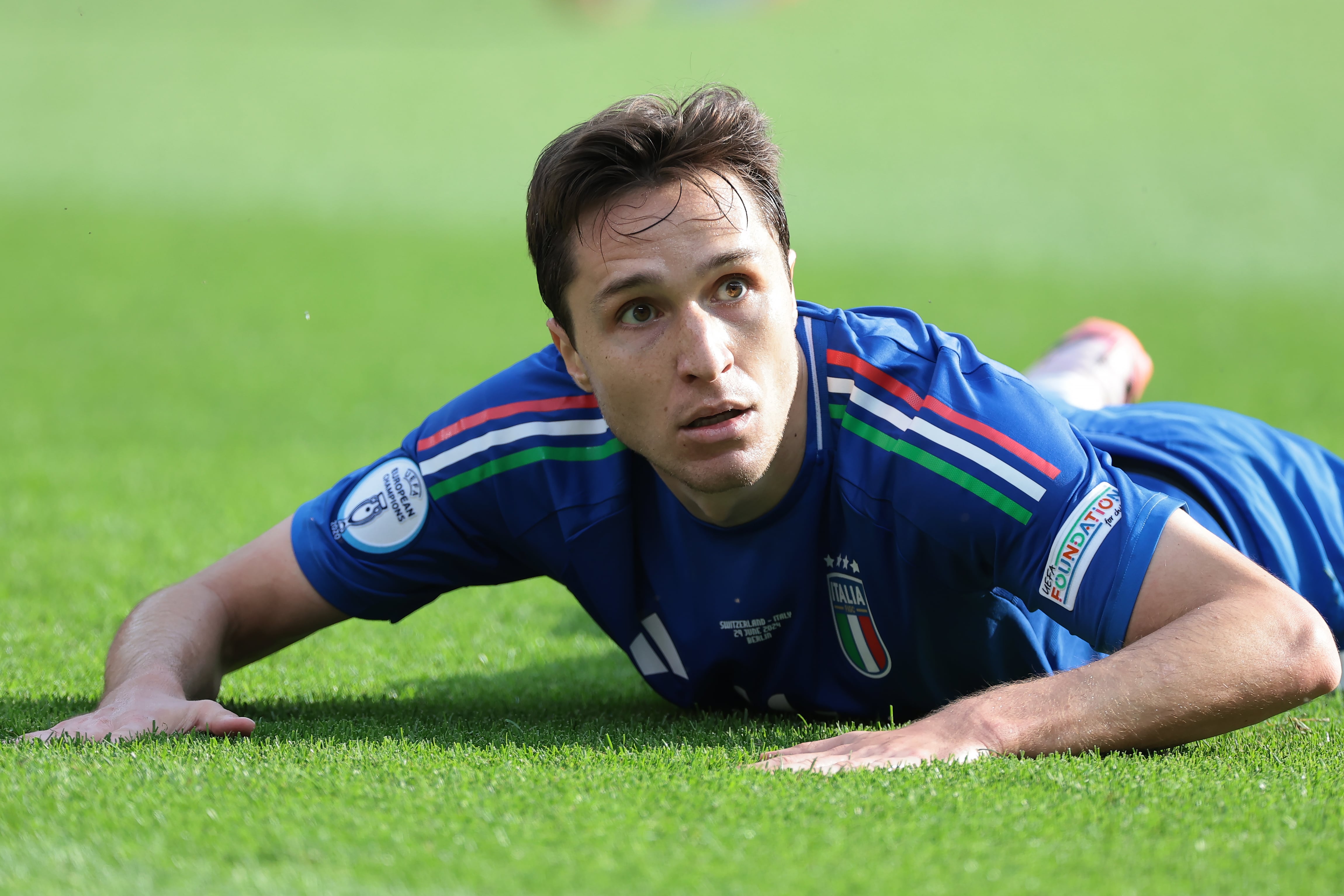 Federico Chiesa, durante el partido entre Italia y Suiza de la Eurocopa 2024