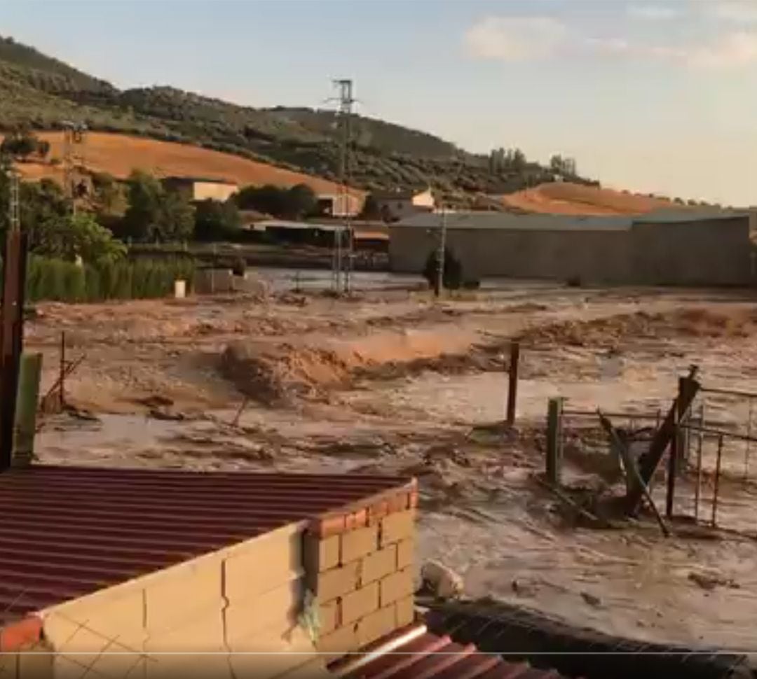 Inundaciones en Campotéjar (Granada) tras la tromba de agua de este lunes