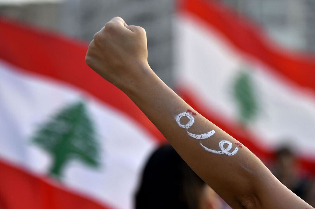 Una imagen de la protesta en Beirut del pasado domingo