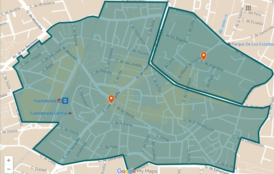 Mapa del Distrito Centro y Barrio de San Esteban afectados por estas ayudas