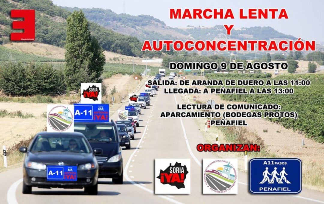 Cartel de la convocatoria de la marcha lenta que estaba prevista para el próximo domingo, 9 de agosto, que ha quedado aplazada.