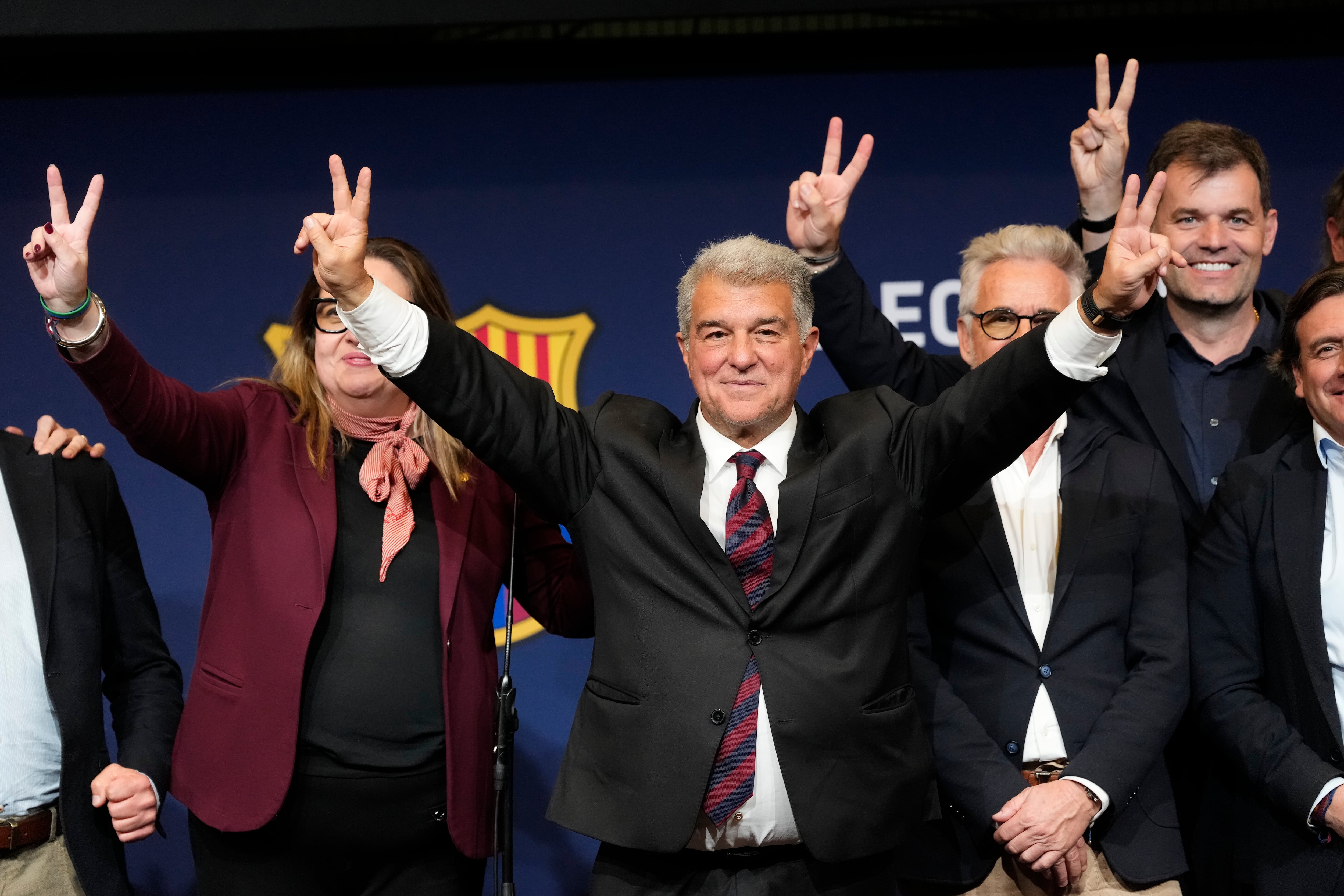 Joan Laporta celebra su triunfo electoral en el FC Barcelona