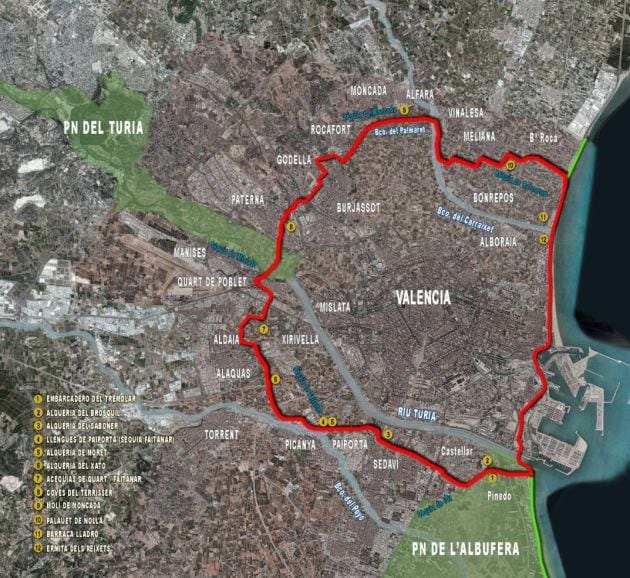 Plano del Anillo Verde Metropolitano de València