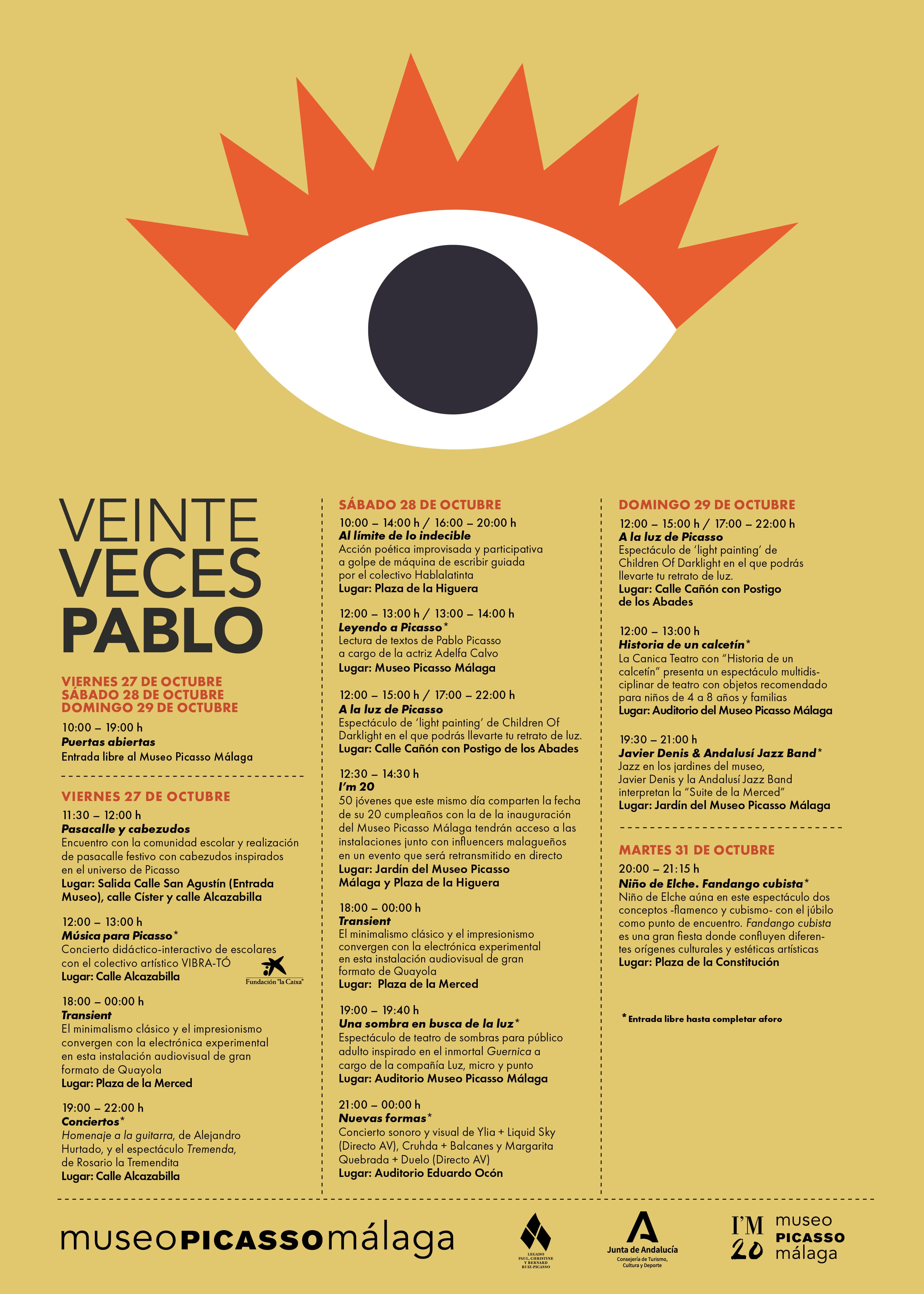 Cartel de actividades &quot;Veinte veces Pablo&quot;