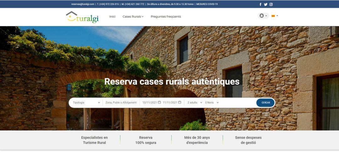 La nova central de reserves de les cases de turisme rural de Girona.