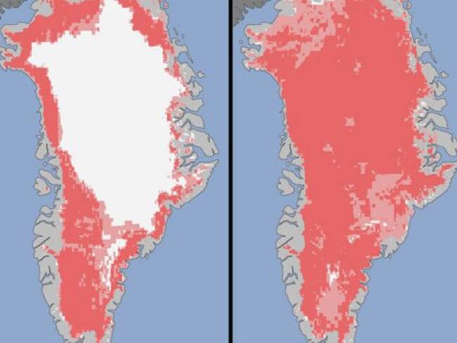 En julio de 2012, se derritió el 97% de la superficie de Groenlandia