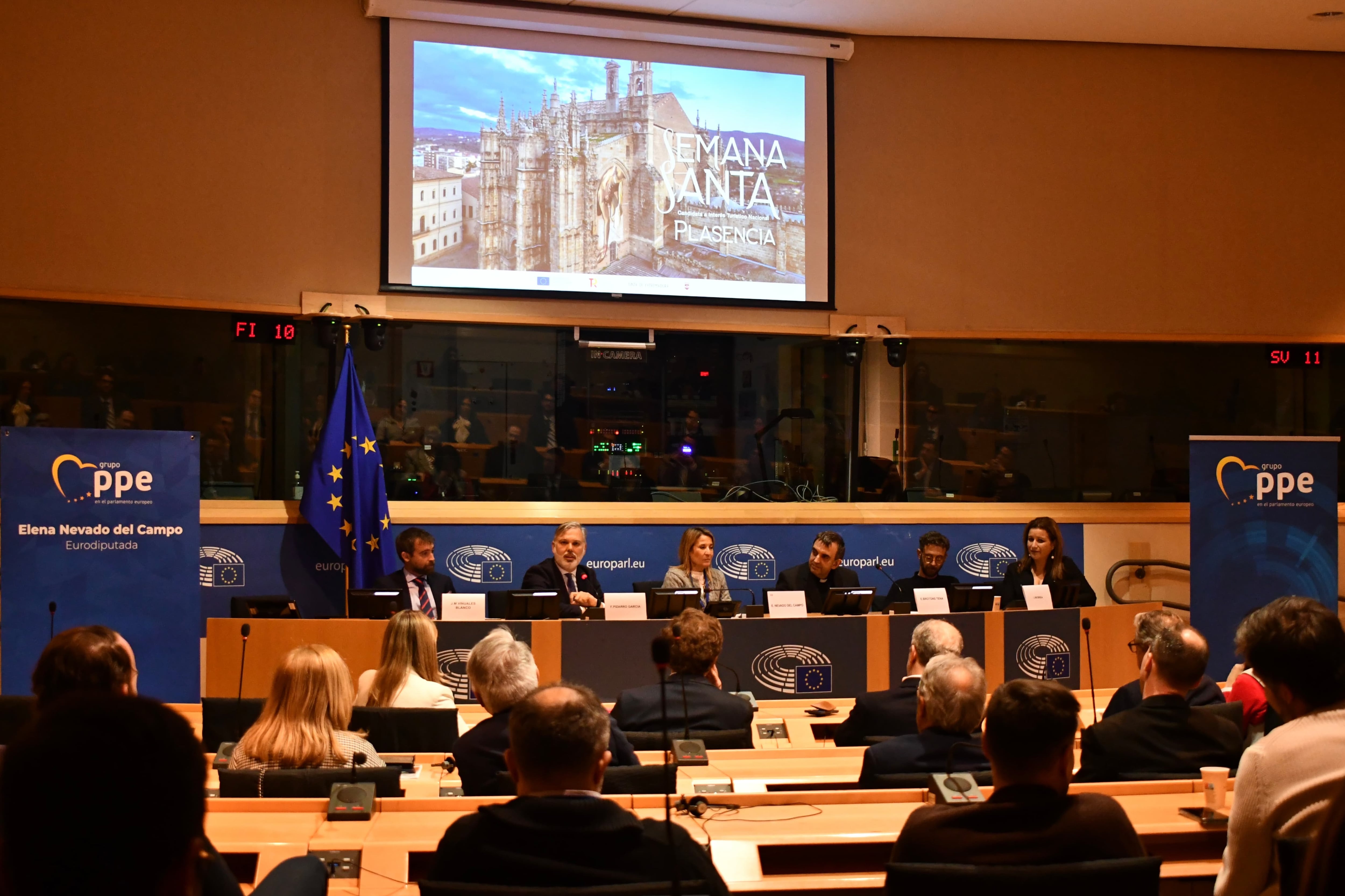 Un momento de la presentación de la Semana Santa de Plasencia en el Europarlamento