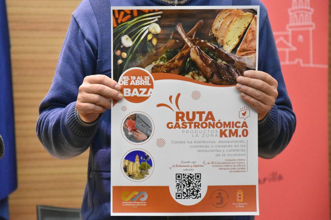 Cartel de la ruta gastronómica &#039;kilómetro 0&#039; de Baza