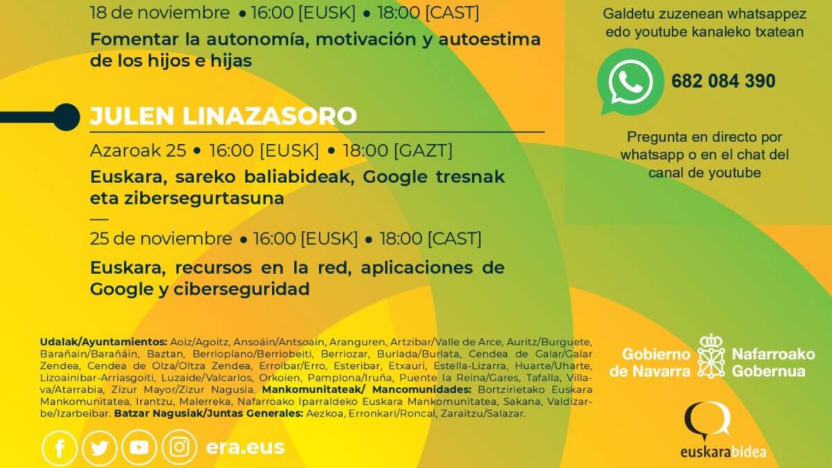 Euskarabidea y servicios municipales de euskera crean una escuela de madres y padres (12/11/2020)