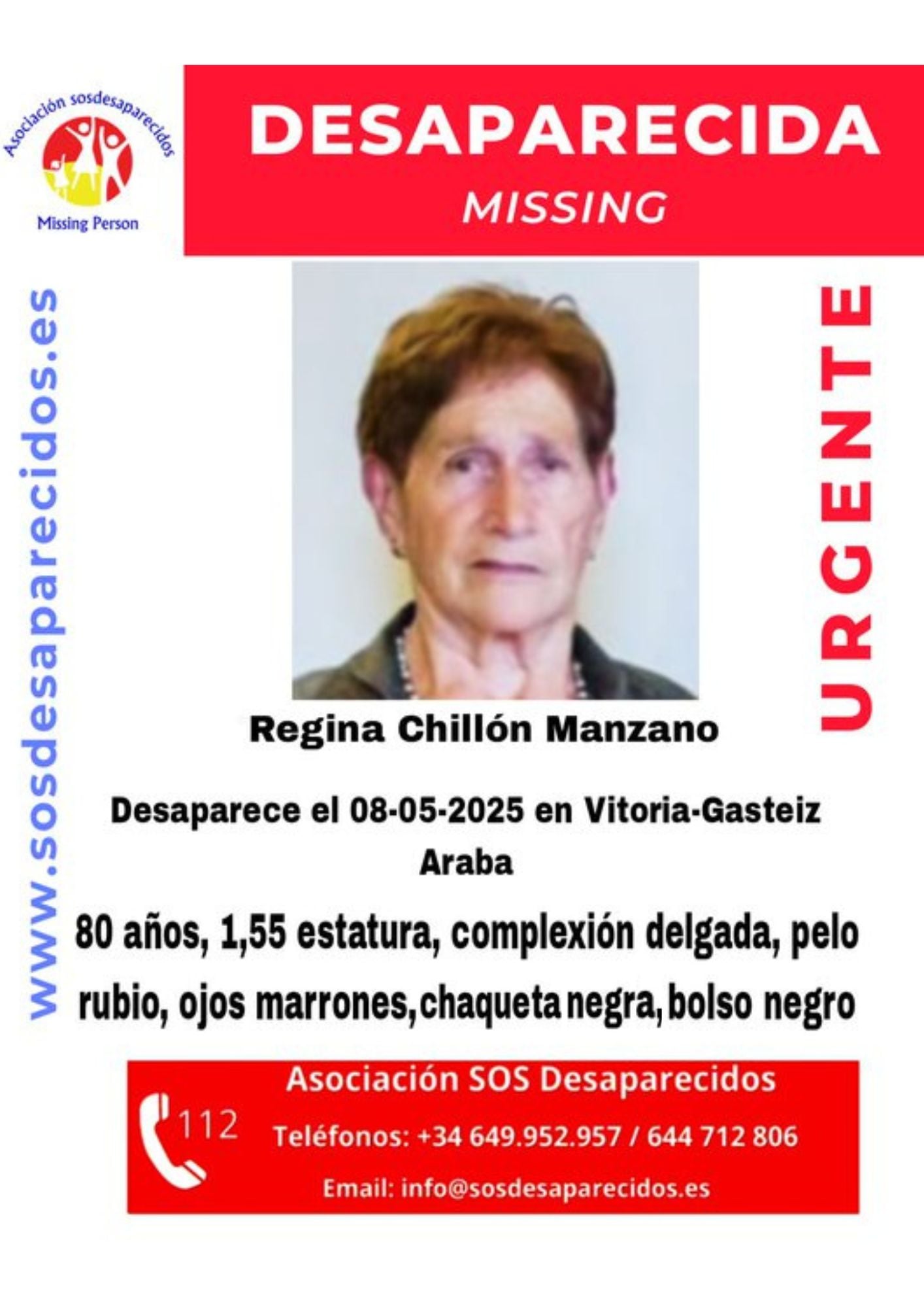 Se busca a Regina Chillón, desaparecida en Vitoria