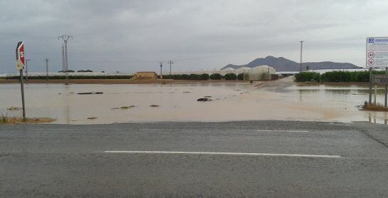 Una de las zonas afectadas por la lluvia en Torre Pacheco