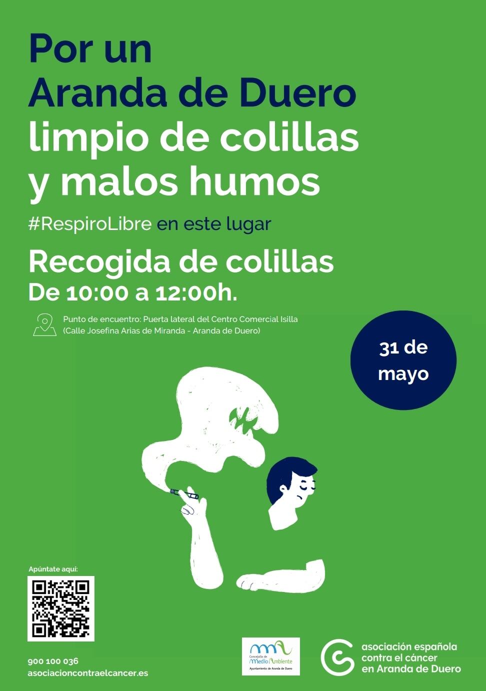 Cartel que anuncia la recogida de colillas