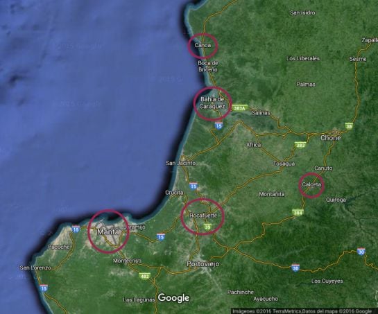 Mapa físico de la zona en la que trabajan los bomberos de la Unidad de Rescate Canino del Consorcio Provincial de Extinción de Incendios de Córdoba