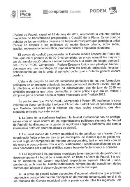 Seguimiento de l&#039;Acord de Fadrell.