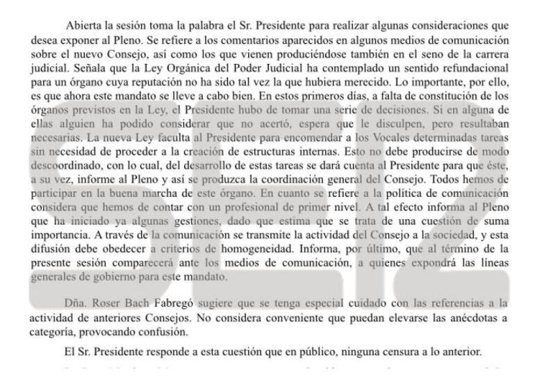 FOTOGALERÍA | Las actas de los plenos del Poder Judicial en los que se eligió a Carlos Lesmes para presidir el órgano de gobierno de los jueces