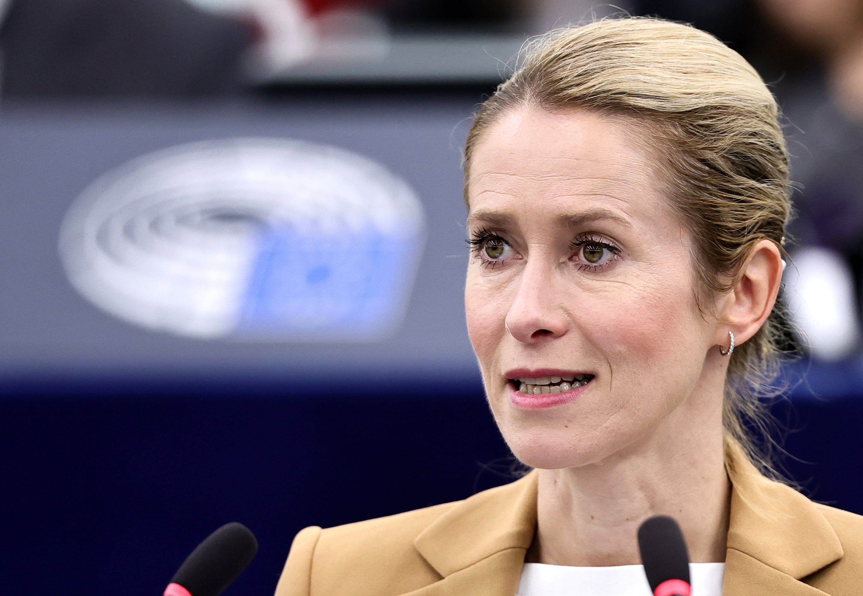 Kaja Kallas ha calificado de "inaceptable" la represión de las autoridades iraníes. (Francia, Ucrania, Estrasburgo) EFE/EPA/RONALD WITTEK