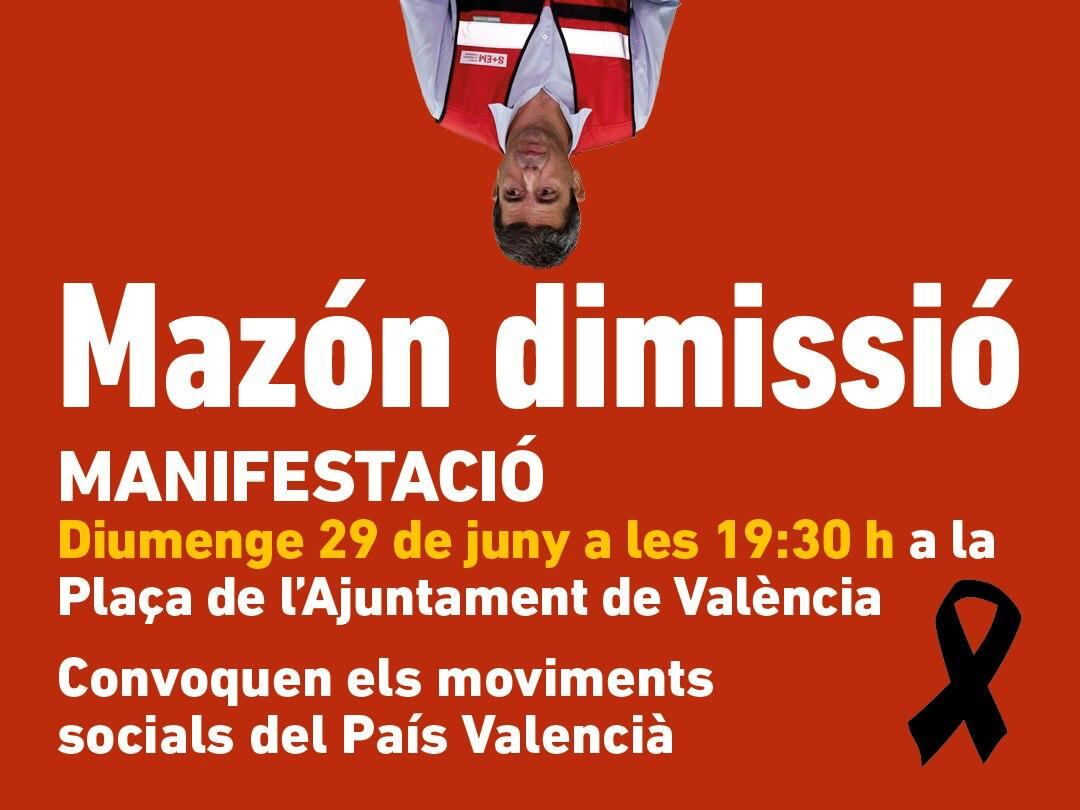 Cartel de la octava manifestación contra Mazón por la gestión de la DANA