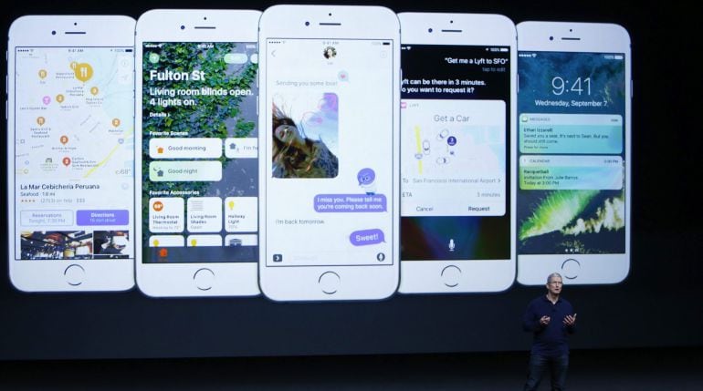 Tim Cook presenta las novedades de iOS 10. 