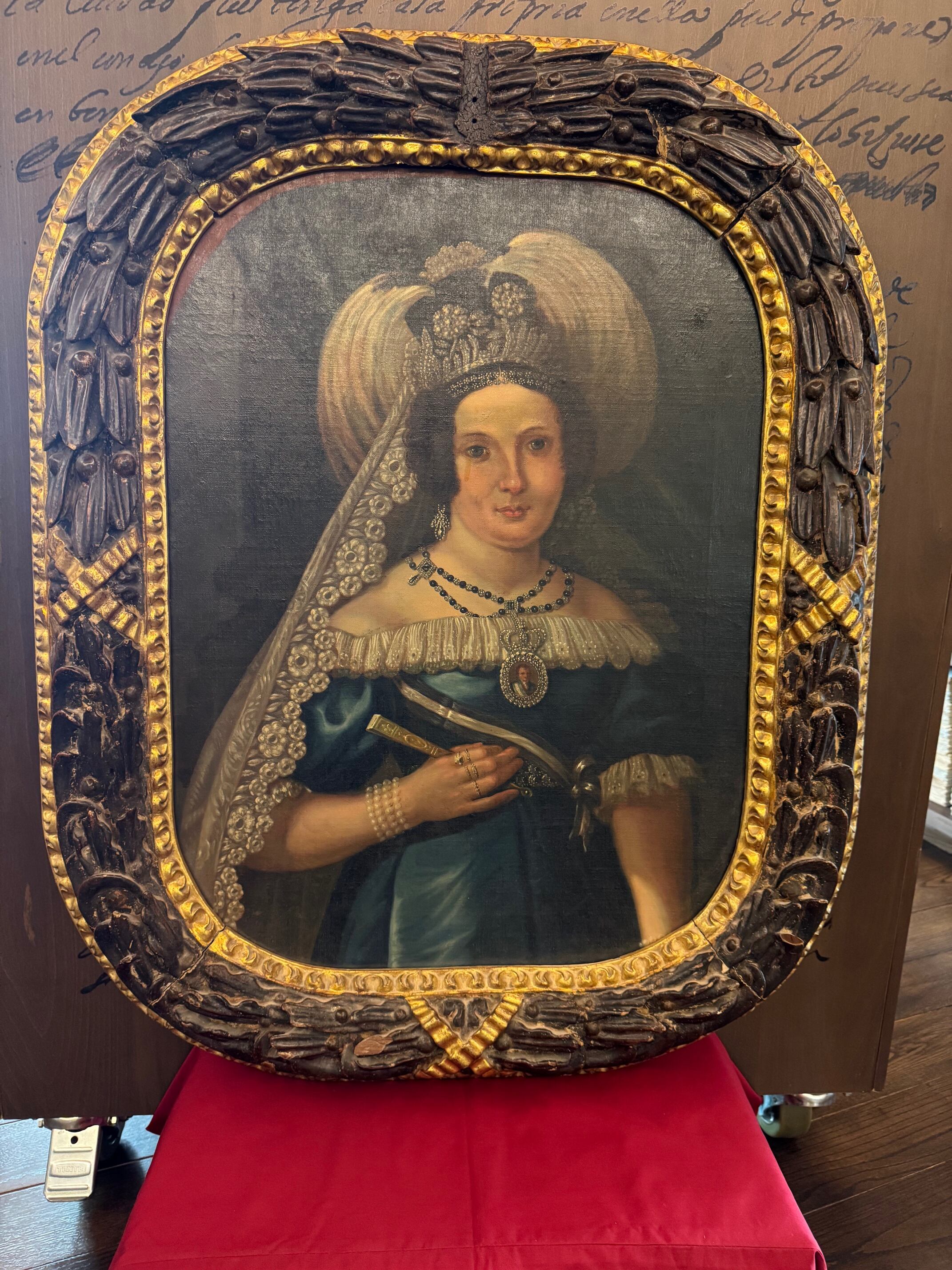 Retrato de la reina María Amalia de Sajonia, esposa de Fernando VII, una copia anónima del siglo XIX.