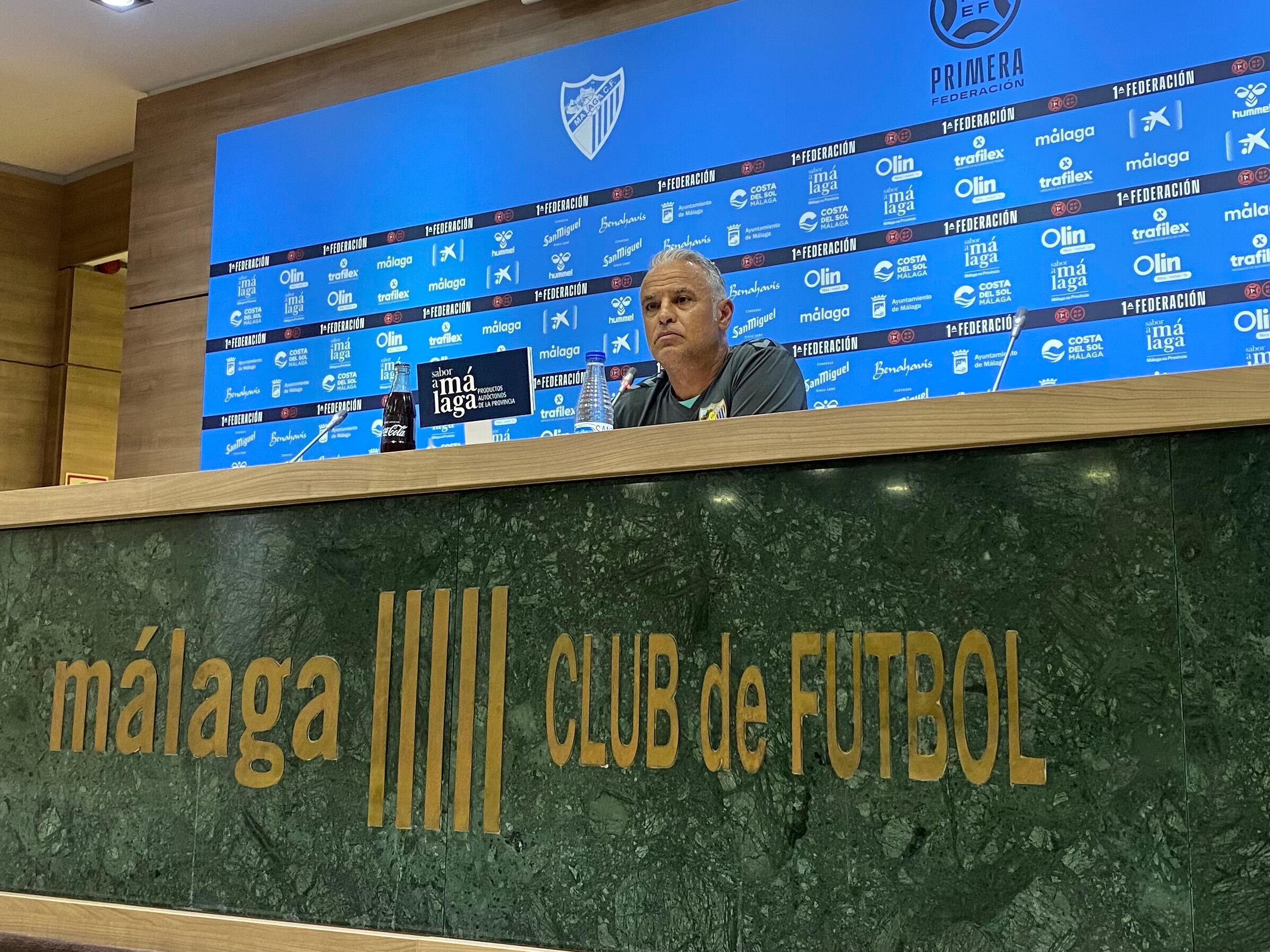 Sergio Pellicer, en la sala de prensa de La Rosaleda