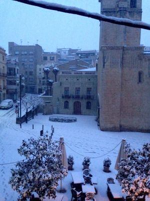 Imatge del centre de l'Espluga de Francolí a primera hora d'aquest dimecres.