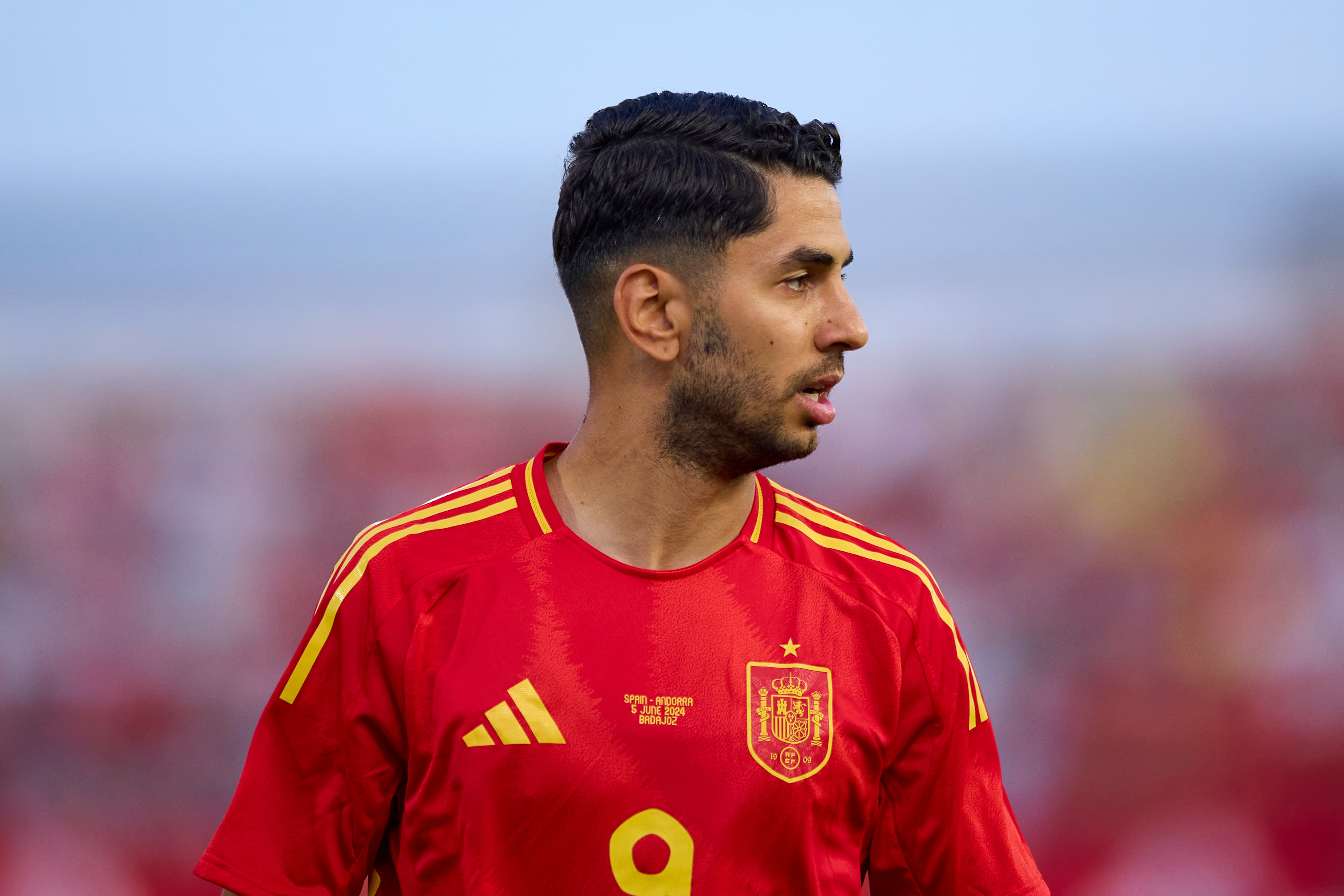 BADAJOZ, SPAIN - JUNE 05: Ayoze Perez of Spain looks on during an International Friendly Match between Spain and Andorra at Nuevo Vivero on June 05, 2024 in Badajoz, Spain. (Photo by Fran Santiago/Getty Images)