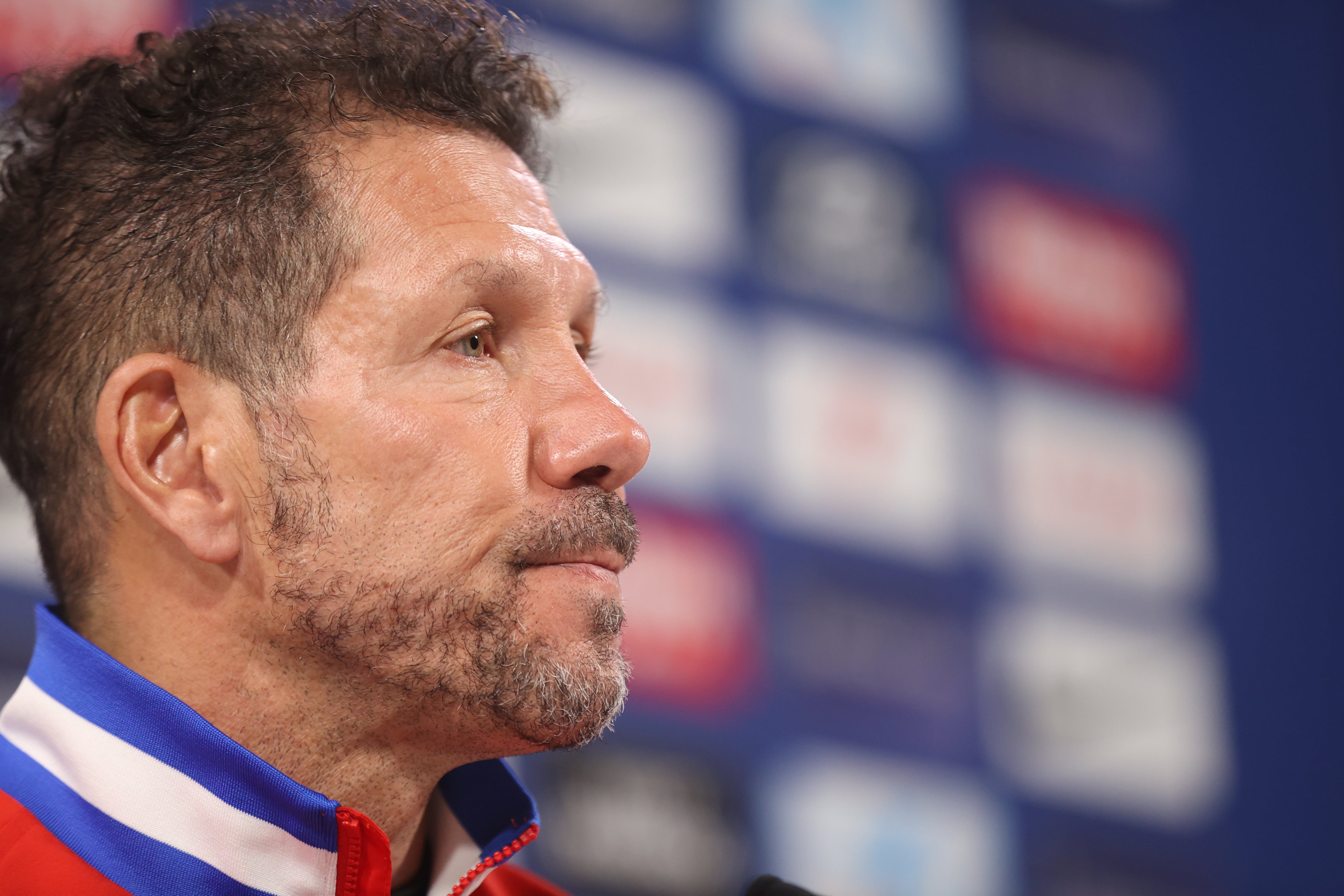 El entrenador del Atlético de Madrid, al argentino Diego Simeone, durante la rueda de prensa ofrecida este lunes