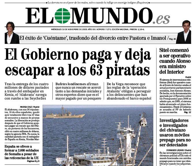 Las portadas de los periódicos están disponibles la noche anterior para los usuarios. Esta fue la primera portada que se envió a las redacciones