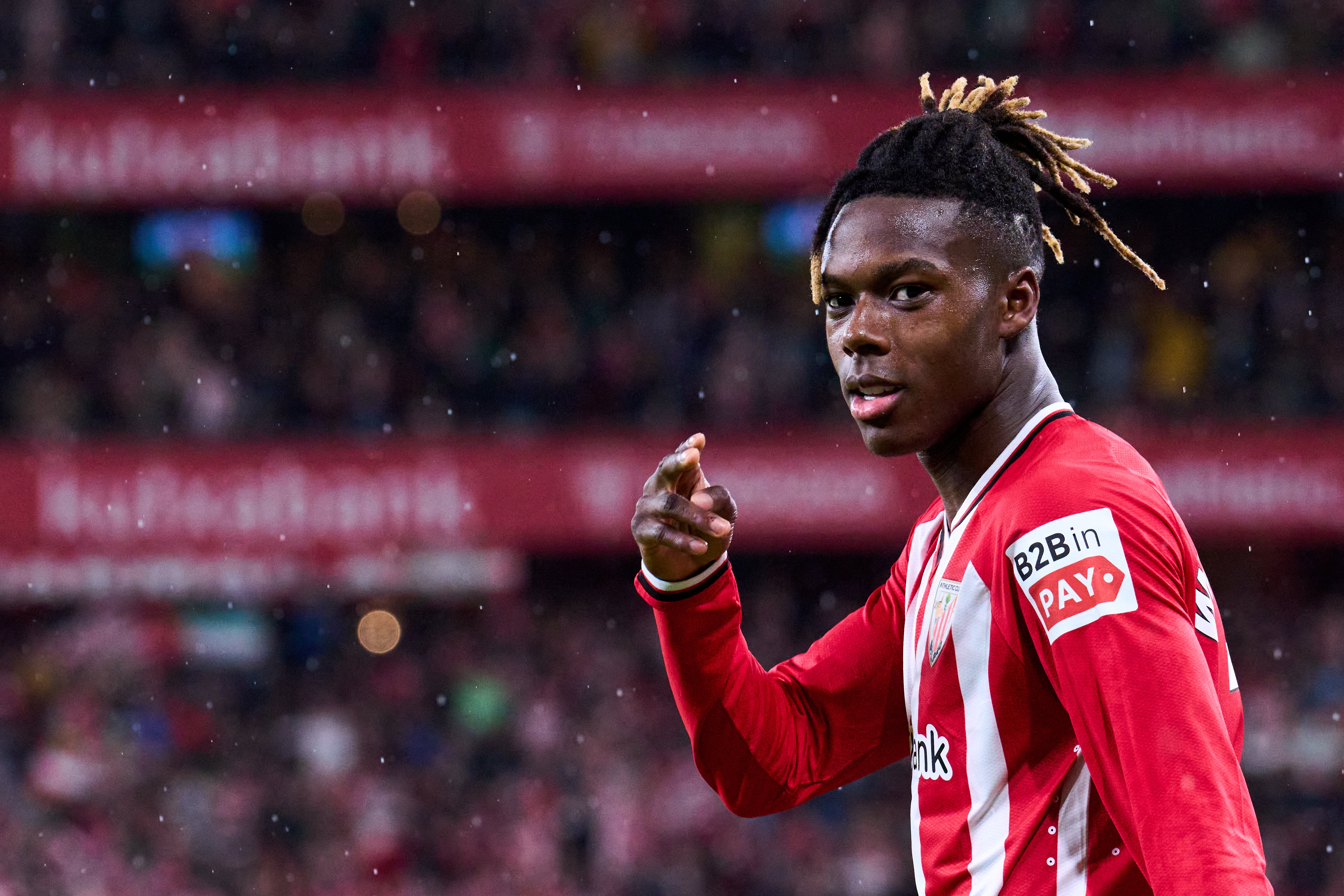 Nico Williams celebra el gol marcado al Atlético de Madrid en la semifinal de Copa