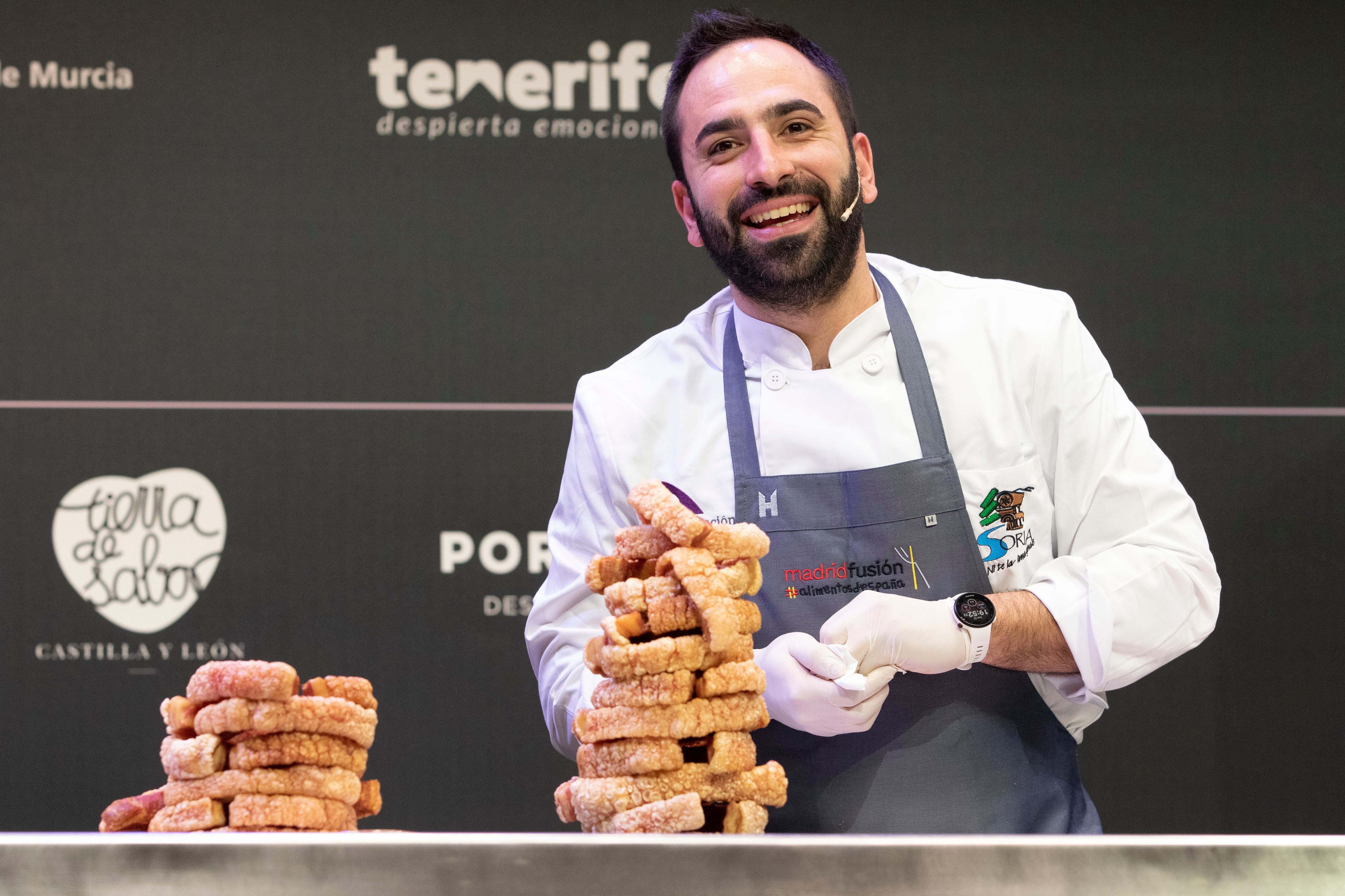 El chef Ángel Ortego durante su ponencia en Madrid Fusión 2023.