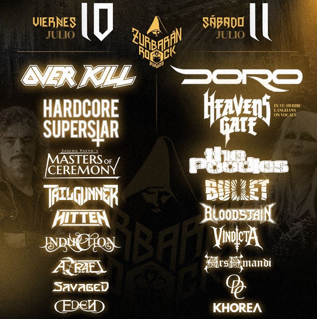 Cartel por días del festival Zurbarán Rock Burgos 2026 que tendrá lugar los días 10 y 11 de julio en el Espacio El Plantío