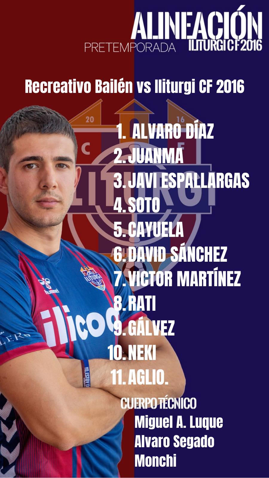 Alineación inicial del Iliturgi CF en su partido ante el Recreativo de Bailén.