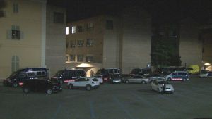 Imatge general del desplegament dels Mossos d&#039;Esquadra al pàrquing del Rectorat de la UdL. Imatge del 9 de juny de 2016.