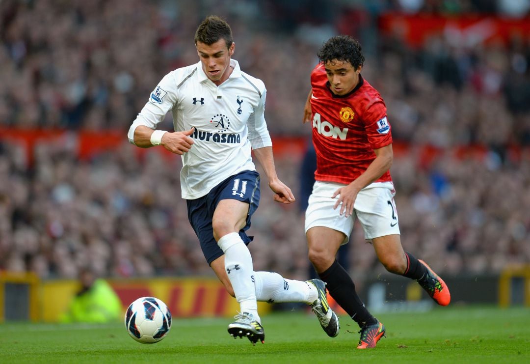 Bale, durante uno de sus enfrentamientos contra el Manchester United