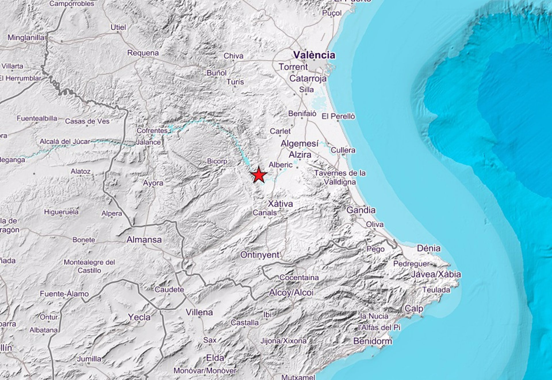 26/12/2024 Registrado un terremoto de 2,9 grados de magnitud en Sumacàrcer (Valencia).