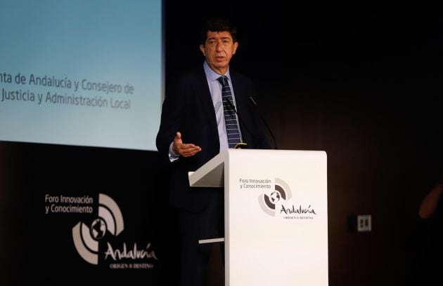 El vicepresidente de la Junta y consejero de Turismo, Regeneración, Justicia y Administración Local, Juan Marín, participa en la inauguración del Foro de Innovación y Conocimiento, Andalucía, Origen y Destino