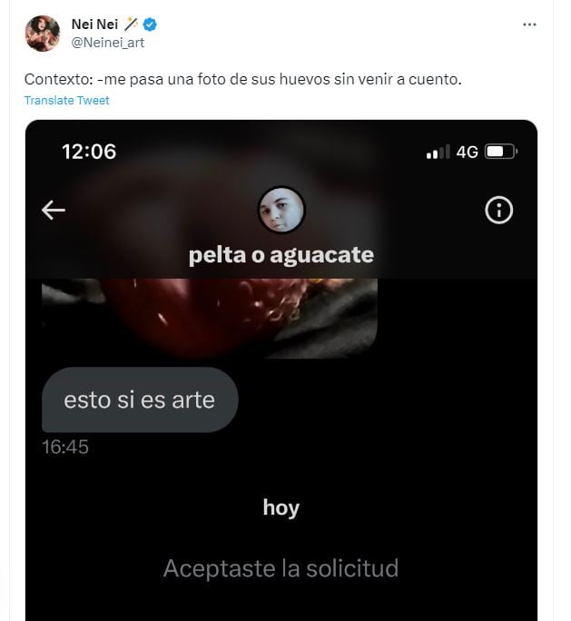 El mensaje que le enviaron a un usuaria junto a una fotografía de sus testículos