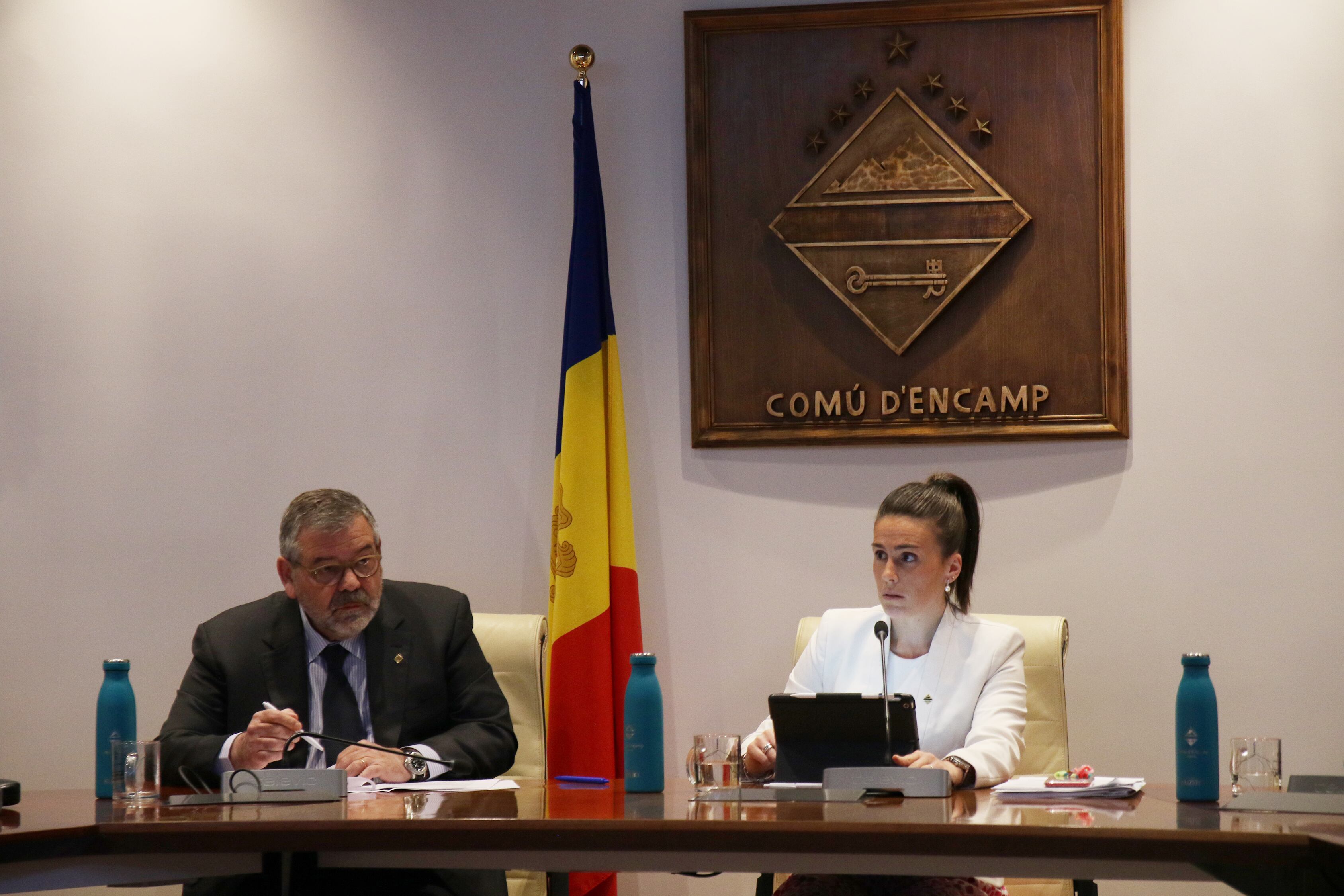 Els cònsols d'Encamp durant la sessió de comú d'aquest dijous.