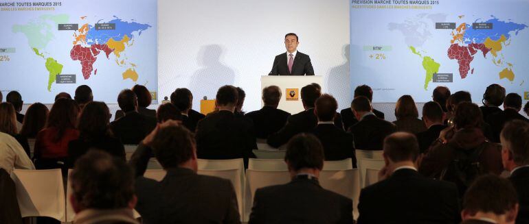 El CEO del Grupo Renault, Carlos Ghosn, durante la presentación de los resultados financieros de 2014