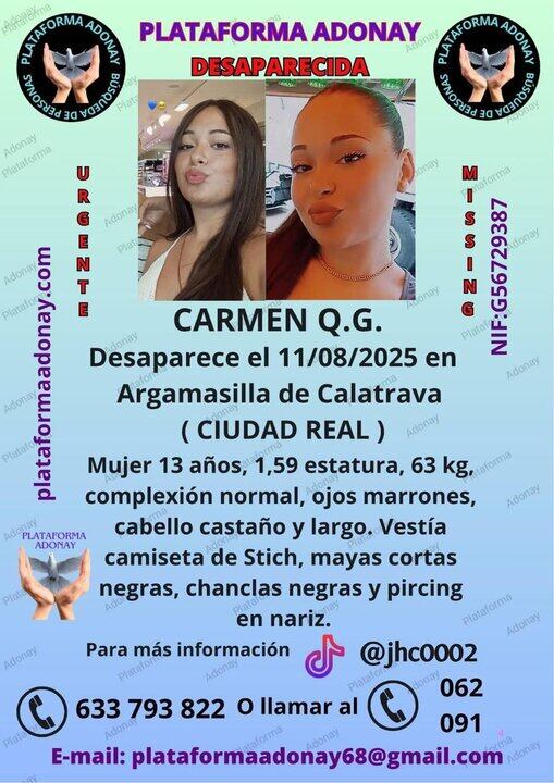 Información sobre la menor desaparecida en Argamasilla de Calatrava