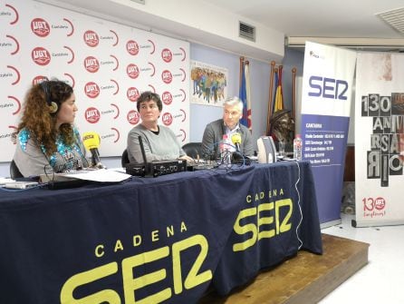 María Gutierrez junto a Mónica Calonge y José Luis Martínez.