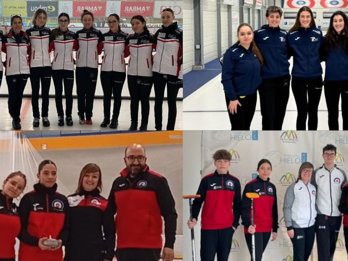 El curling femenino de Jaca, pregoneras de las fiestas de Santa Orosia y San Pedro