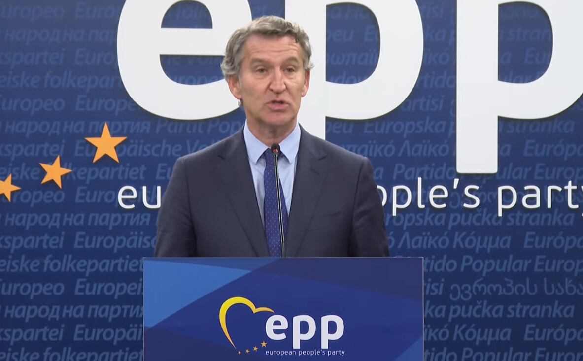 El presidente del PP, Alberto Núñez Feijóo, comparece en el marco de la cumbre del Partido Popular Europeo.