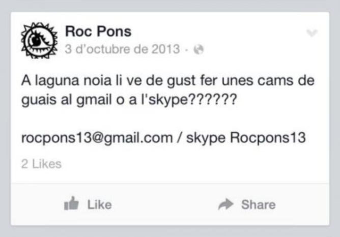 Mur del Facebook fals de Pere Nolasc Ramis
