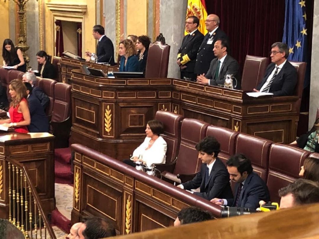 Sofía Hernanz en su escaño en el Congreso