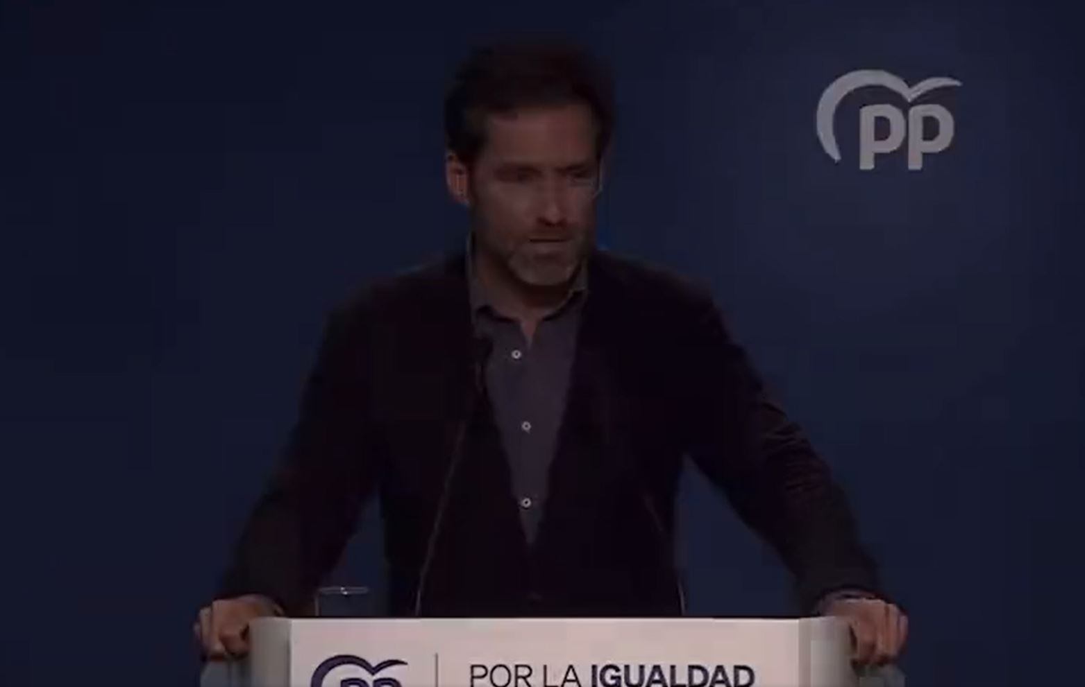 El vicesecretario de Cultura del PP, Borja Sémper, en una rueda de presa en Génova.