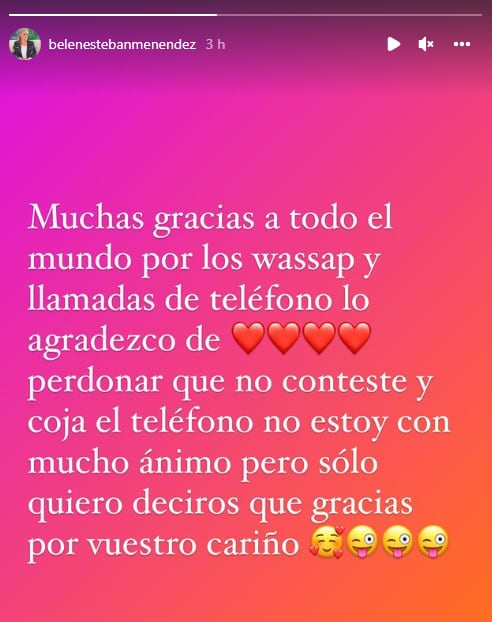 Publicación de Instagram de Belén Esteban