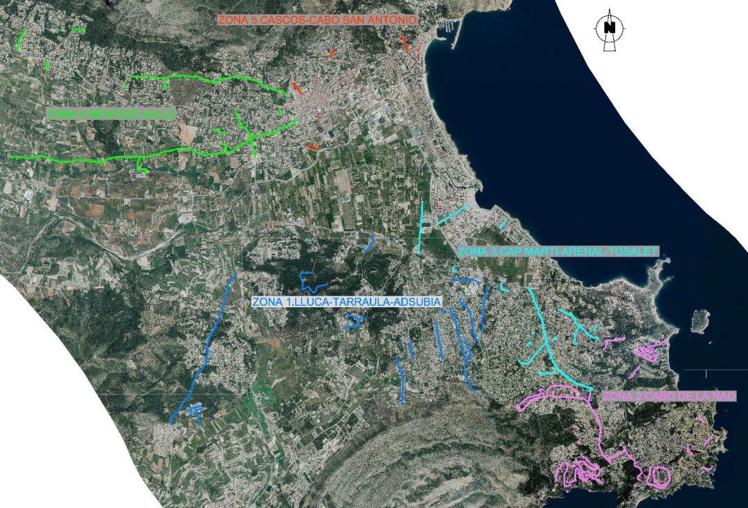 Áreas del término municipal xabiero sobre las que se actuará.