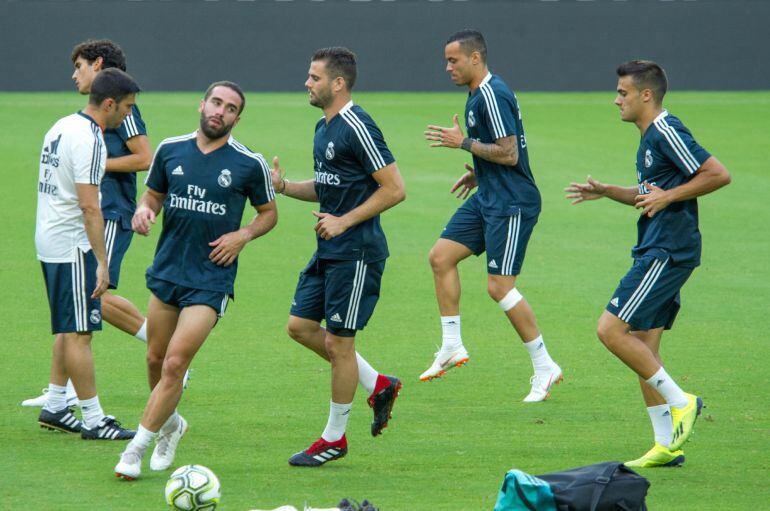 El Real Madrid, durante un entrenamiento de pretemporada